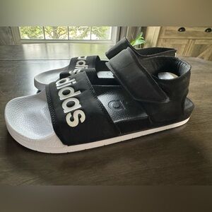 Adidas Black and White Strap Sandals